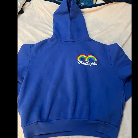 Madhappy Blue Hoodie with Rainbow Logo - Picture 3 of 5